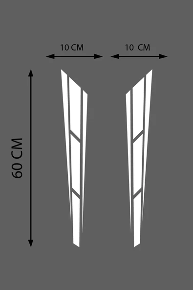 Oto Kaput Sticker Çift Şerit 2 Adet Beyaz 10*60 Cm - Resim 3