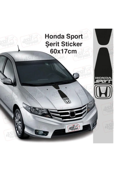 Honda İçin Uyumlu Aksesuar Oto Sport Kaput Şerit Sticker Siyah 60*17 Cm