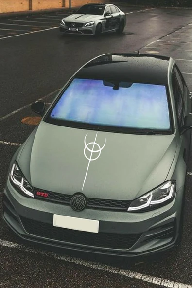 Oto Kaput Şerit Sticker Dönence Daire Tasarım Beyaz 20*60 Cm ürün görseli 1