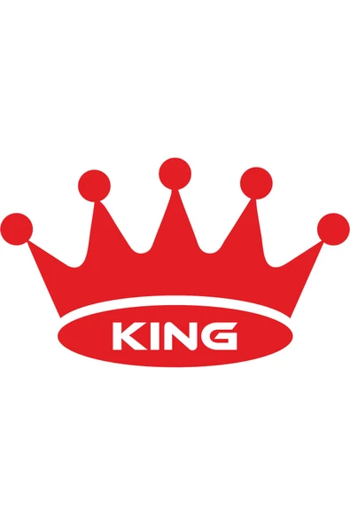 King Yazılı Kral Tacı Oto Sticker Kırmızı 21*13 Cm