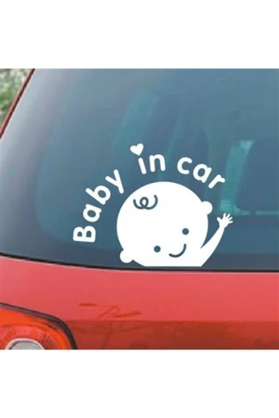 Baby In Car Oto Sticker BEYAZ 15 Cm ürün görseli 1