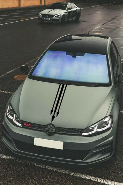 Oto Kaput Sticker Ok Ucu 3'Lü Siyah 12*60 Cm - Resim 3