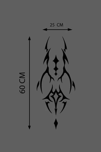 Oto Kaput Şerit Sticker Dövme Tasarımlı Siyah 25*60 Cm - 2