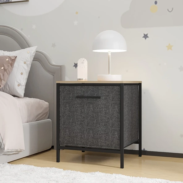 Çocuk Dolap 1 Çekmeceli Komodin Sehpa Füme 1596