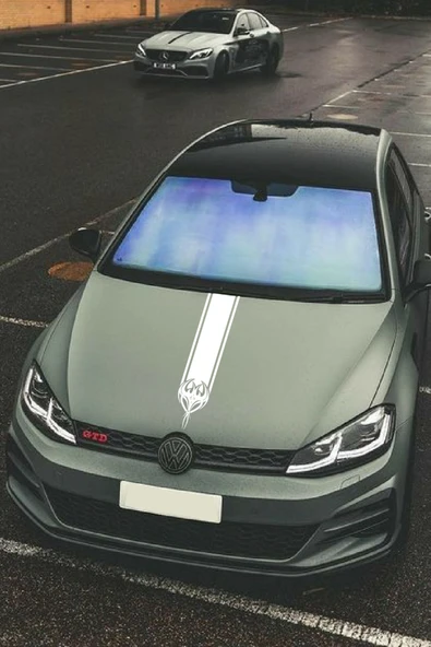 Oto Kaput Şerit Sticker Kılçık Tasarımlı Beyaz 15*60 Cm ürün görseli 1