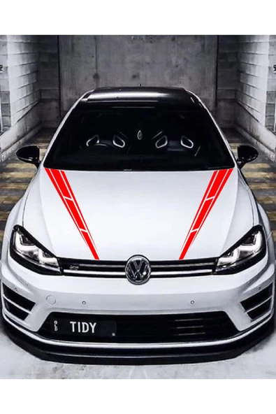 Oto Kaput Sticker Çift Şerit 2 Adet Kırmızı 10*60 Cm