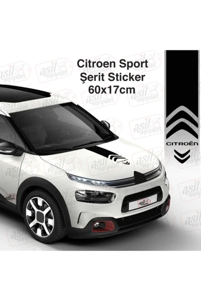 Citroen İçin Uyumlu Aksesuar Kaput Şerit Oto Sticker Siyah ürün görseli 1