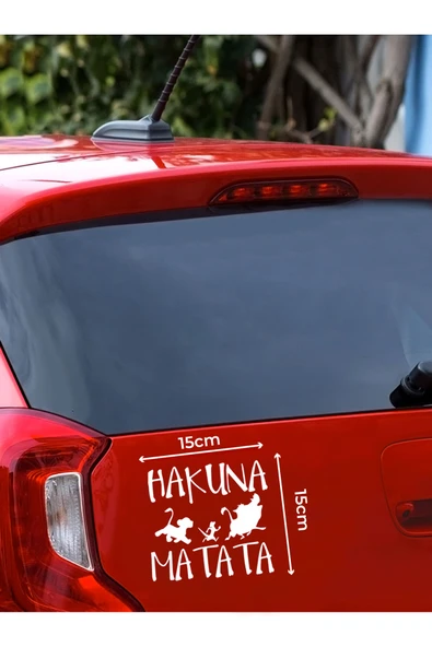 Hakuna Matata Oto Sticker Beyaz 15 Cm - Resim 2