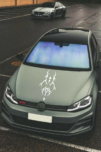 Oto Kaput Şerit Sticker Dövme Tasarımlı Beyaz 25*60 Cm ürün görseli