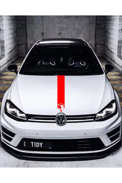 Oto Kaput Şerit Sticker Kurt Ve Ay Yıldız Tasarımlı Kırmızı 12*60 Cm ürün görseli 1