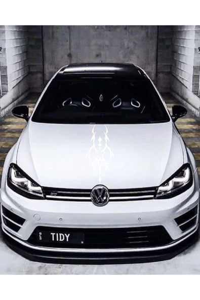 Oto Kaput Şerit Sticker Dövme Tasarımlı Beyaz 25*60 Cm - Resim 2