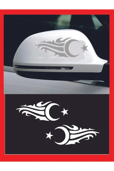 Ayna Ay-Yıldız Sticker Sağ-Sol 2 Adet 20*7 Cm