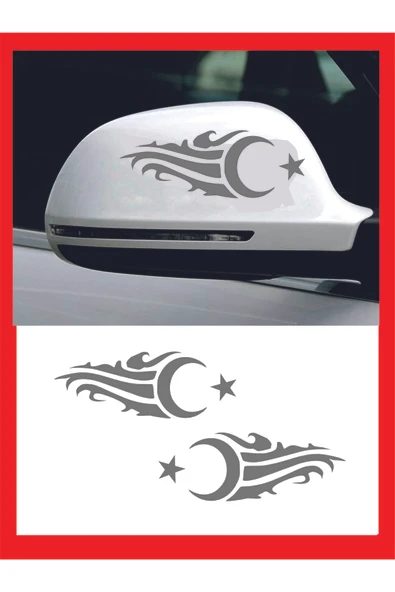 Ayna Ay-Yıldız Sticker Sağ-Sol 2 Adet 20*7 Cm