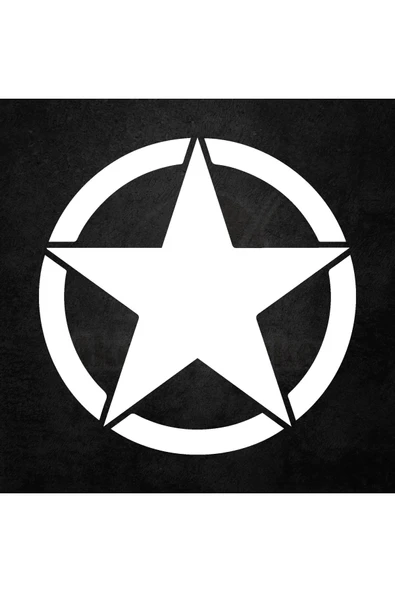 Askeri Yıldız Oto Sticker Beyaz 1 Adet 30*30 Cm ürün görseli 1