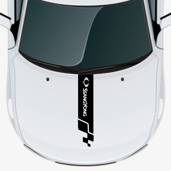 Ssangyong Korando İçin Uyumlu Aksesuar Oto Kaput Şerit Sticker ürün görseli 1