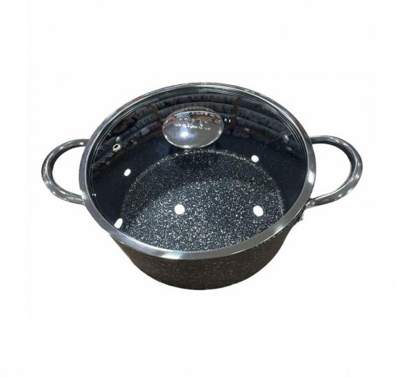 OMS İndüksiyon Uyumlu Granit 20 cm Derin Tencere Siyah 3116
