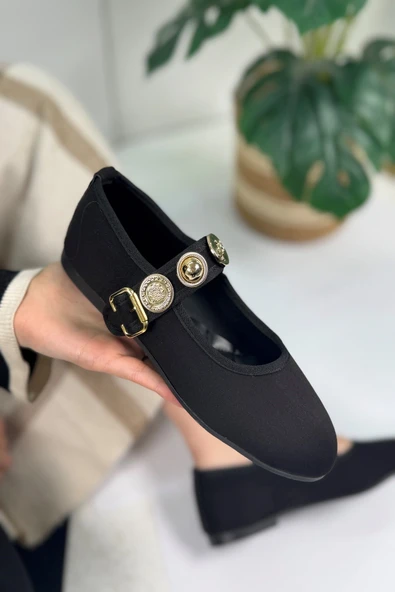 Günlük Kadın Babet İnci Bantlı Ayarlanabilir Tokalı Oval Burunlu Hafif Rahat Ayakkabı 379