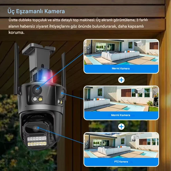 QASUL 12MP HD AI akıllı PTZ WiFi Kamera Ev Uyarı Bilgileri İle Açık Akıllı İnsansı Algılama İzleme - 3