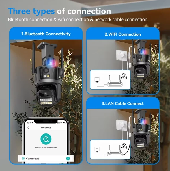 QASUL 12MP HD AI akıllı PTZ WiFi Kamera Ev Uyarı Bilgileri İle Açık Akıllı İnsansı Algılama İzleme - 6