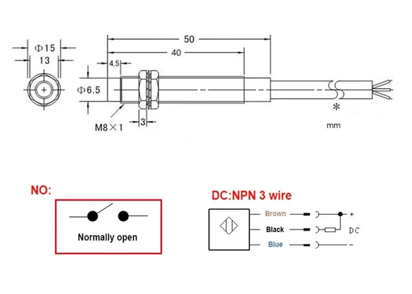 LJ8A3-2-Z/BX Endüktif 2mm Metal Algılayıcı Sensör NPN NO  Temassız Proximity 3 Telli DC 6V-36V Otomasyon Endüstriyel Kontrol - Resim 8
