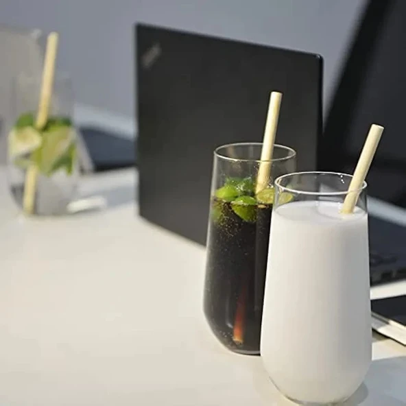 10 Adet Doğal Bambu Pipet 20 Cm Çevreyle Dost Sağlıklı Bamboo Pipet - 5