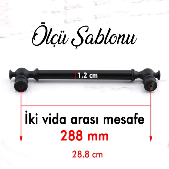 Çekmece Mutfak Mobilya Metal Dolabı Dolap Kapak Kulpu Kulpları Kulbu 288 mm Siyah - Resim 2