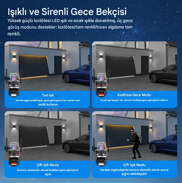 QASUL 12MP HD AI akıllı PTZ WiFi Kamera Ev Uyarı Bilgileri İle Açık Akıllı İnsansı Algılama İzleme - 8