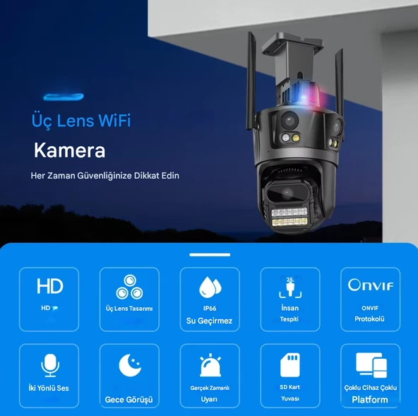 QASUL 12MP HD AI akıllı PTZ WiFi Kamera Ev Uyarı Bilgileri İle Açık Akıllı İnsansı Algılama İzleme - 2