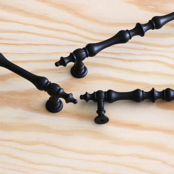 Mobilya Mutfak Dolabı Çekmece Dolap Kulpları Kapak Kulpu Kulbu Siyah 96 mm Metal Kulp - Resim 4