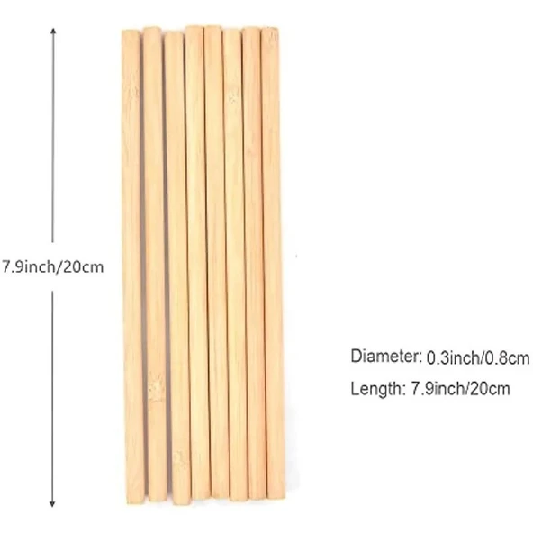 10 Adet Doğal Bambu Pipet 20 Cm Çevreyle Dost Sağlıklı Bamboo Pipet - 2