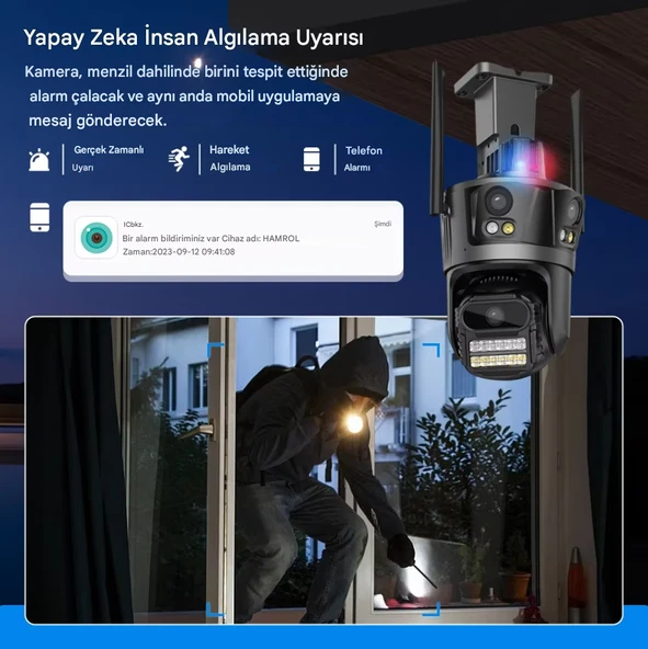 QASUL 12MP HD AI akıllı PTZ WiFi Kamera Ev Uyarı Bilgileri İle Açık Akıllı İnsansı Algılama İzleme - 5