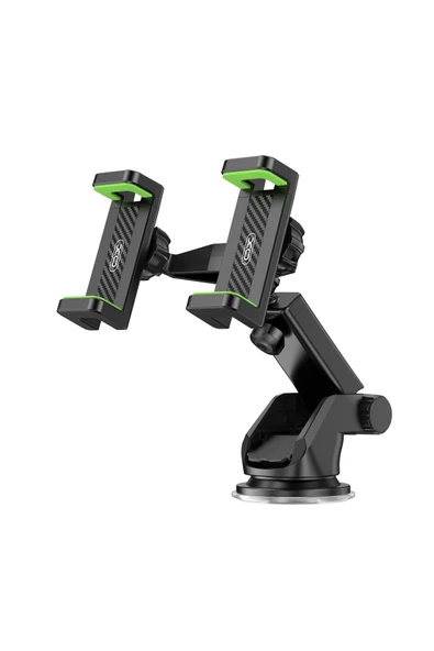 Xo Döner Başlık Araç Telefon Tutucu|vakumlu Taban,2 Telefon Evrensel,alüminyum Gövde,tek El Kullanım ürün görseli