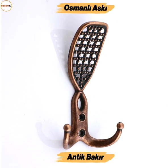 Osmanlı Antik Bakır Metal Askısı Mobilya Vestiyer Duvar Dolap Elbise Kıyafet Askılığı Askılık - Resim 2