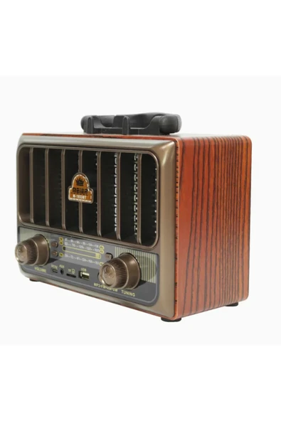 Coverzone Retro Radyo Taşınabilir Bluetooth Speaker Hoparlör Klasik Antika Tarzı USB Girişli Klasik M-1933BT - 2