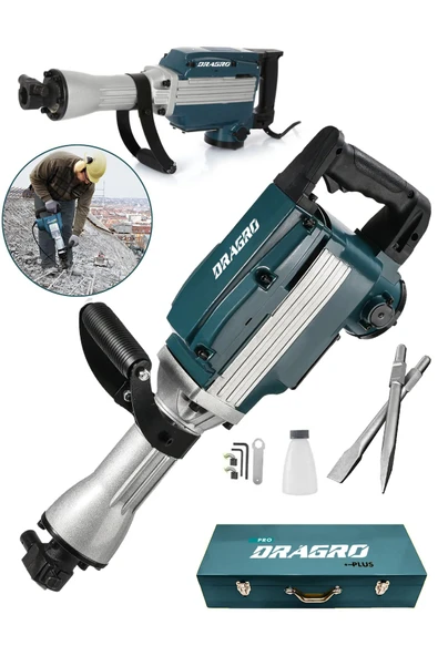 Dragro Profesyonel 16 Kg 70 Joule 65 Mm Büyük Tip Kırıcı Delici Sivri Ve Yassı Keski Hediyeli Çantalı