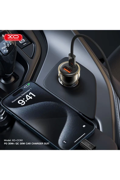 Xo CC60 Araç İçi Şarj Cihazı Type-C,60W Çift Hızlı Şarj,USB-A ve USB-C Portları,Aşırı Isınma Koruması - 2