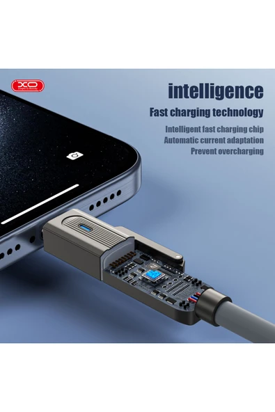 Xo 4'ü 1 Arada Şarj Kablosu NB275,60W Hızlı Şarj,Lightning/Type-C/MicroUSB,Silikon Kaplama,Çinko Alaşım - Resim 5