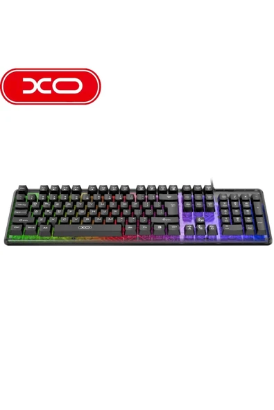 Xo RGB Aydınlatmalı Kablolu Gaming Klavye,Sessiz Mekanik Hisli Tuşlar,ABS Gövde,104 Tuş,Siyah,EN-Q