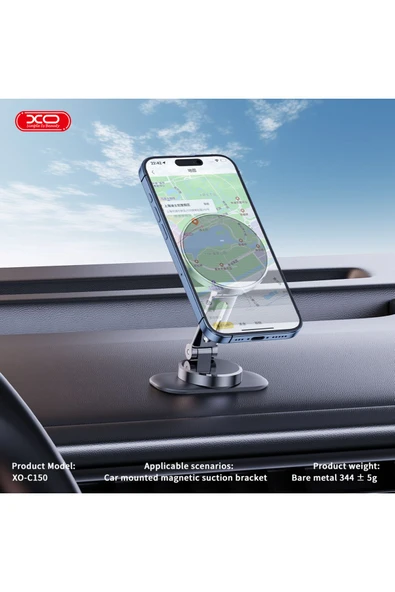 Xo 360° Dönebilen Araç İçi ve Masaüstü Telefon Tutucu C150,Neomidyum Mıknatıs,3M Yapışkanlı Sabitleme - 2