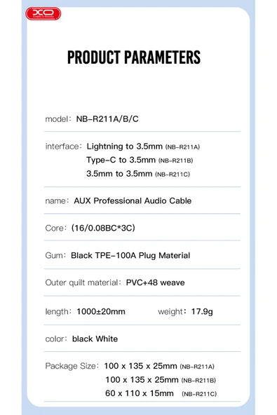 Xo 3.5mm Aux Ses Kablosu R211c,1 Metre Örgü Kaplama,araba Ve Kulaklık Uyumlu,hd Ses,dayanıklı Kablo - Resim 6