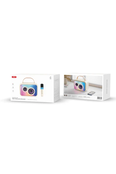 Xo Bluetooth Kablosuz Hoparlör Karaoke Mikrofonu F54,20W,3000mAh,TWS Eşleştirme,FM Radyo,TF Kart,RGB - 7