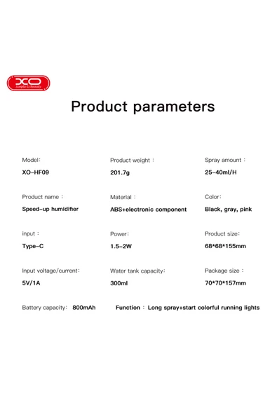 Xo RGB Led Işıklı 800 Mah Bataryalı Şarjlı Ultrasonik Hava Nemlendirici Buhar Makinesi Aroma Difüzörü - 4