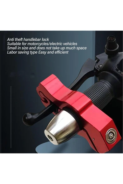 Coverzone Motosiklet Scooter Fren Kilidi Gidon Kilit Fren Gaz Kavrama Koruma Güvenlik MTR-505 Kırmızı - 3