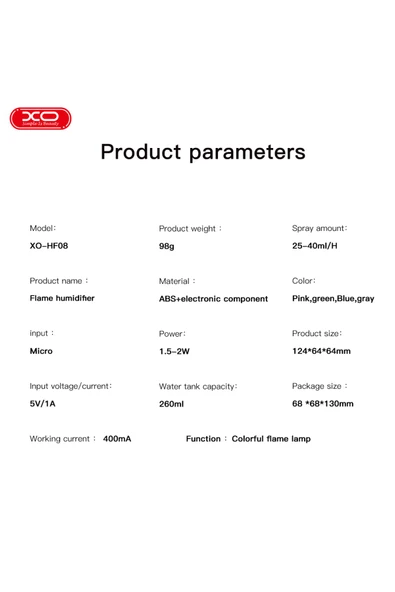 Xo Hava Nemlendirici ve Aroma Difüzörü HF08,RGB,260ml Su Haznesi,2 Sprey Modu,Otomatik Kapanma - 6