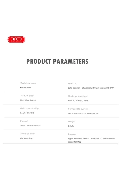 Xo USB-C to Lightning Dönüştürücü Adaptör NB263A, 27W Hızlı Şarj, Veri Aktarımı, Siyah - Resim 5