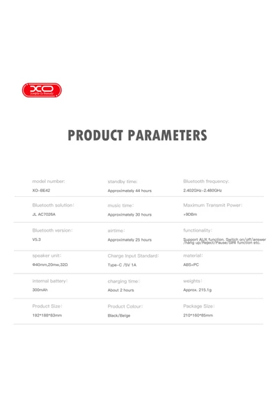 Xo ProFold Kablosuz Kulak Üstü Kulaklık BE42|Katlanabilir,Bluetooth v5.3–300mAh|30 Saat Pil Ömrü - 6