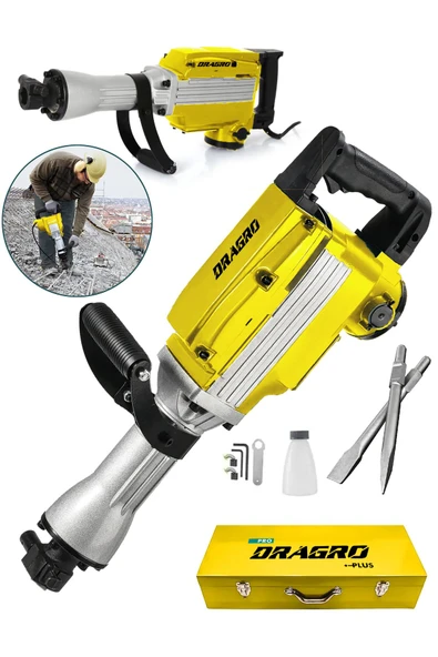Dragro Profesyonel 16 Kg 70 Joule 65 Mm Büyük Tip Kırıcı Delici Sivri Ve Yassı Keski Hediyeli Çantalı