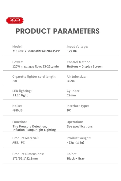 Xo Dijital Oto Hava Kompresörü 3 Başlıklı Araç Lastik/Top Pompası/120W Gücünde/Lastik Basıncı Algılama - 5
