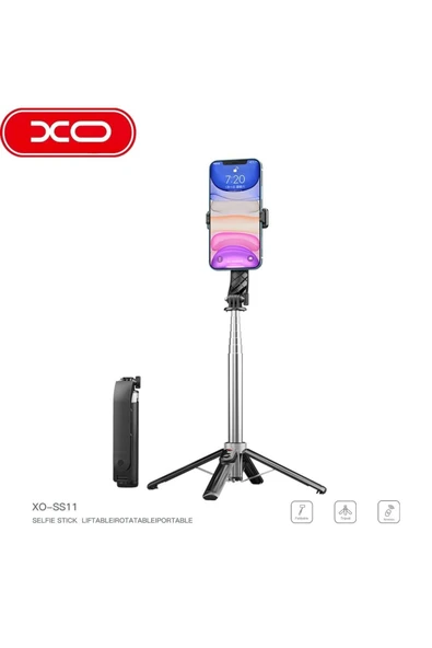 Xo SS11 Selfie Çubuğu&Tripod | 360° Dönebilen, Uzaktan Kumanda Kontrollü, Katlanabilir,Ayarlanabilir