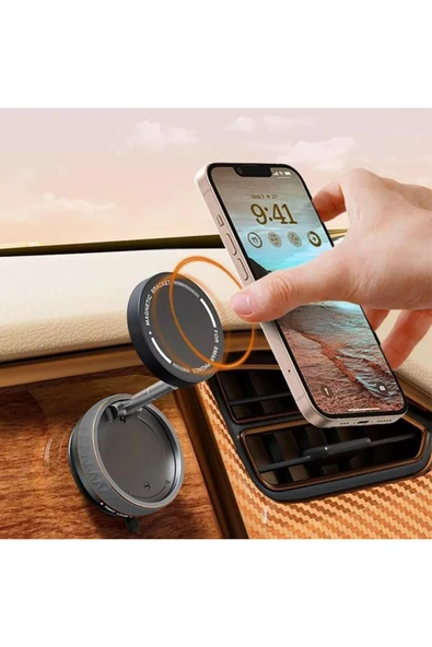 Coverzone Kablosuz Araç Içi Telefon Tutucu Araç Içi Montaj Güçlü Vakumlu Manyetik Telefon Tutucu K10B - Resim 3